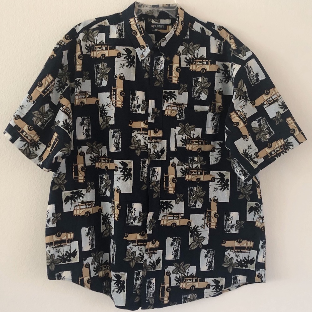 Puritan Hawaiian Woody Wagon Shirt Size XL